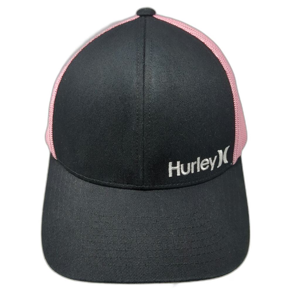 Hurley Trucker Hat Black Pink One Size Mesh Snapback Logo Embroidered Surf